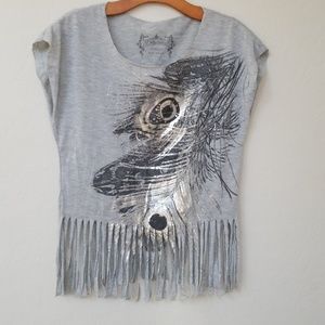 Peacock feather fringe top